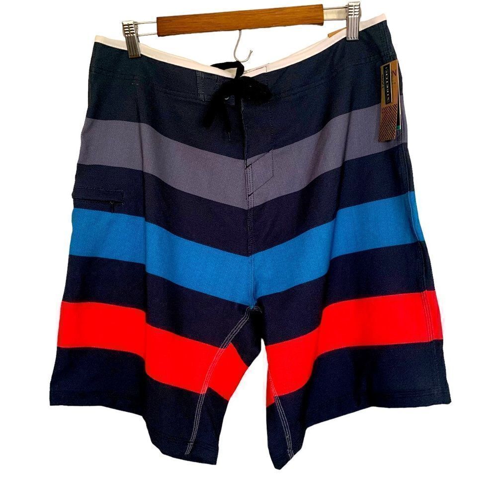 Burnside NWT Y2K Multicolor Striped Board Shorts Sz 34